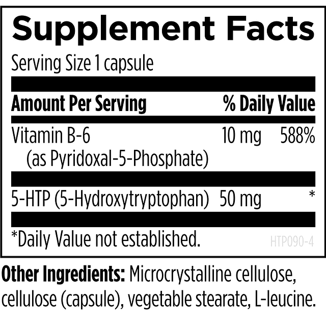 5-HTP 50 mg con vitamina B6 (P-5-P) Suplemento 5-HTP Synergy