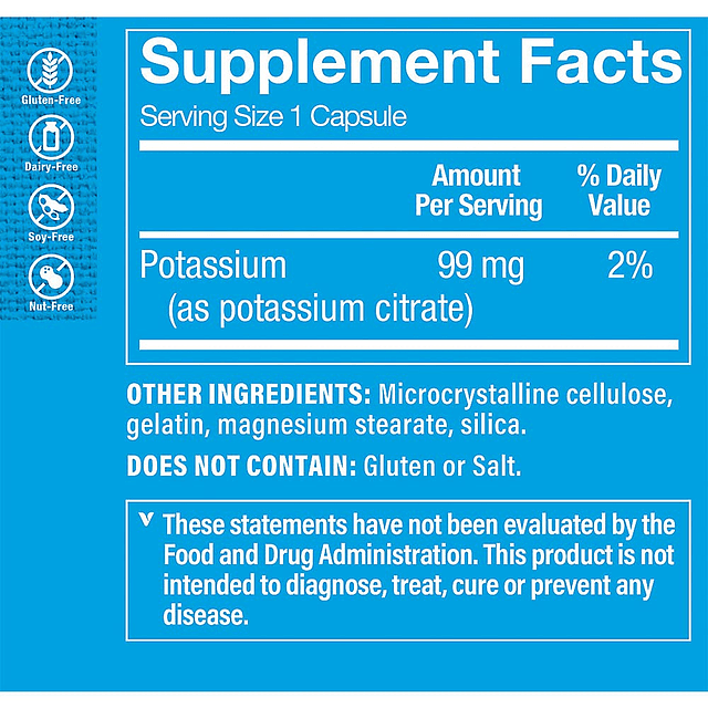 Citrato de Potasio 99MG, Apoya la Salud Cardiovascular y Cel