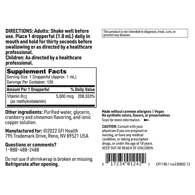 Vitamina B12 Gotas líquidas 5 mg Apoyo cognitivo y de estado