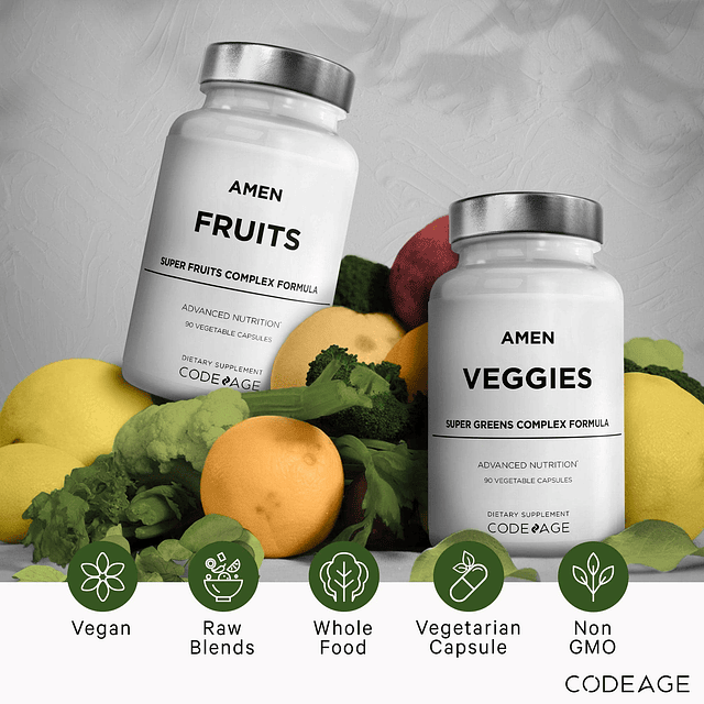 Paquete de vitaminas Fruits + Veggies, cápsulas multivitamín