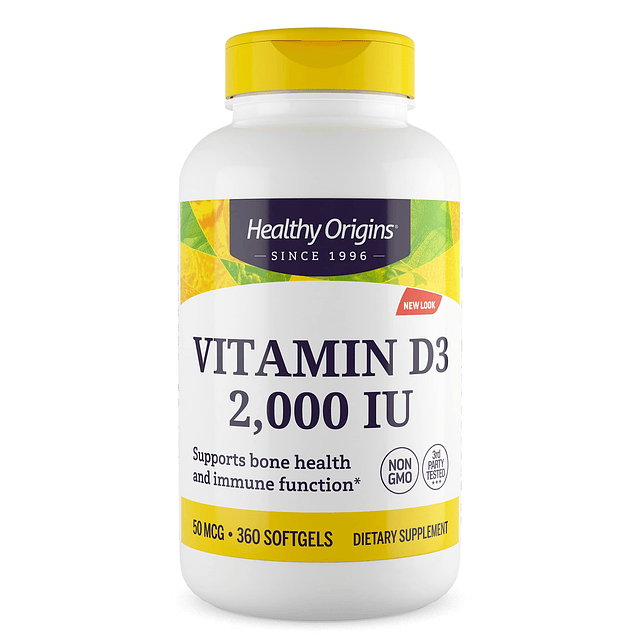 Vitamina D3 (Lanolina) 2000 UI Suplemento de salud ósea y ap