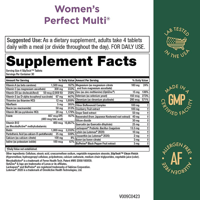 Multivitamínico multiequilibrado perfecto para mujeres Apoya