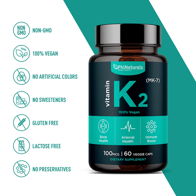 Vitamina K2 MK7 100 mcg Vegano [60 unidades] VIT k-2 MK-7 10