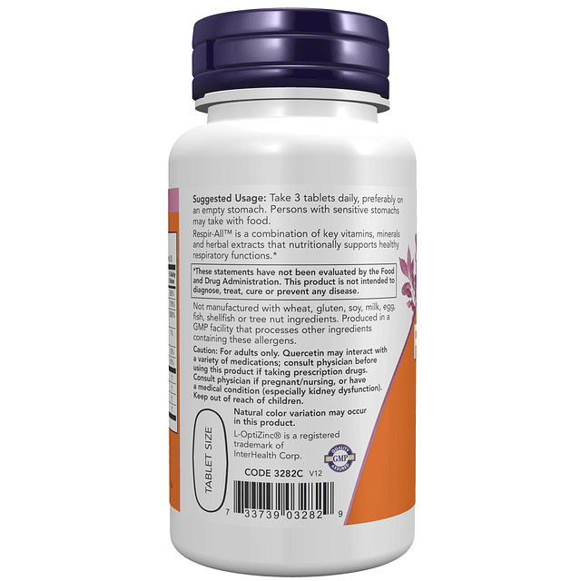 NOW Suplementos, Respir-All™ con quercetina, vitamina C, ext