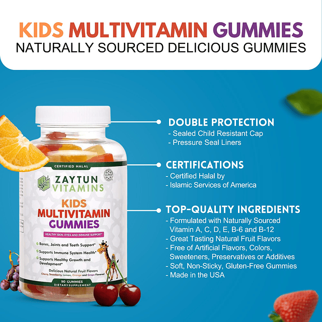 Zaytun Vitaminas Halal para niños Gomitas multivitamínicas,