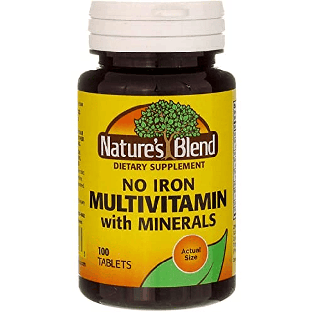 Múltiples vitaminas con minerales sin hierro 100 tabletas