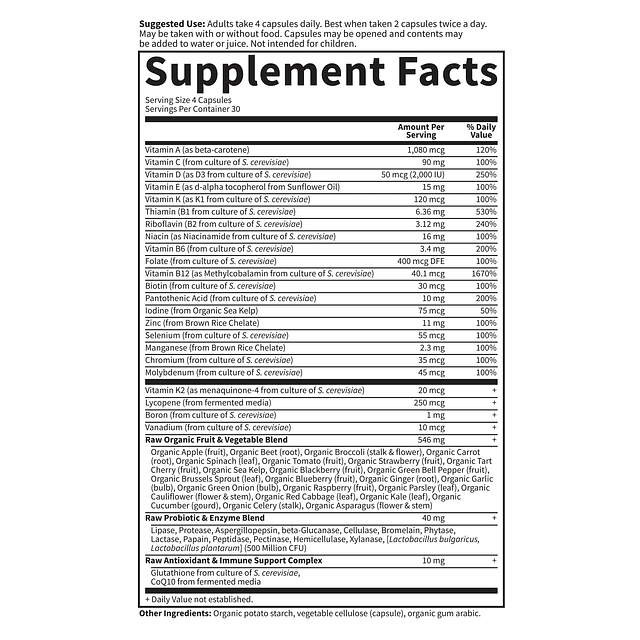 Multivitamínico para hombres, Código de vitamina 50 y suplem