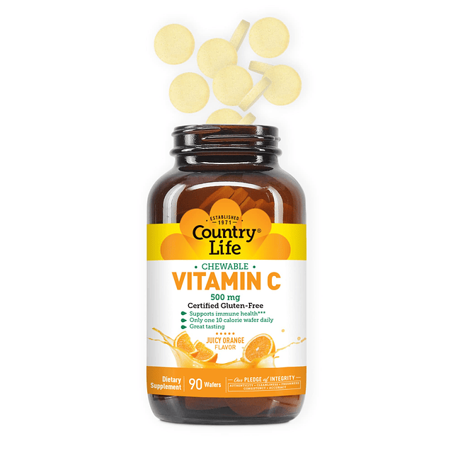 Vitamina C masticable 500 mg, 90 obleas