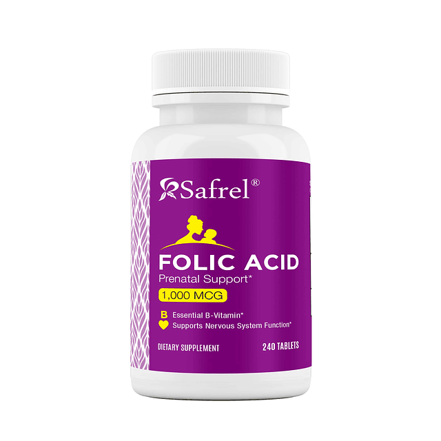 Ácido fólico 1000 mcg (1 mg) Vitamina B9-240 tabletas, vitam