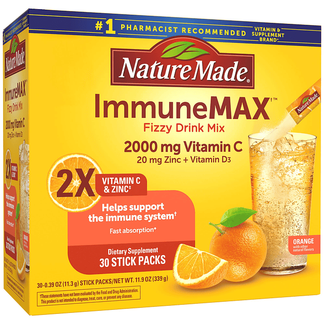 Mezcla de bebidas gaseosas ImmuneMAX, con vitamina C, vitami