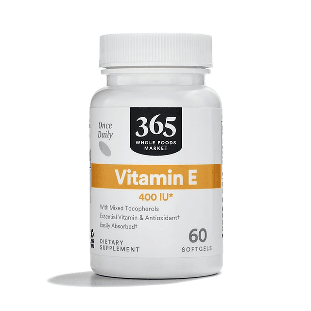 , Vitamina E 400 UI con tocoferoles mixtos, 60 cápsulas blan