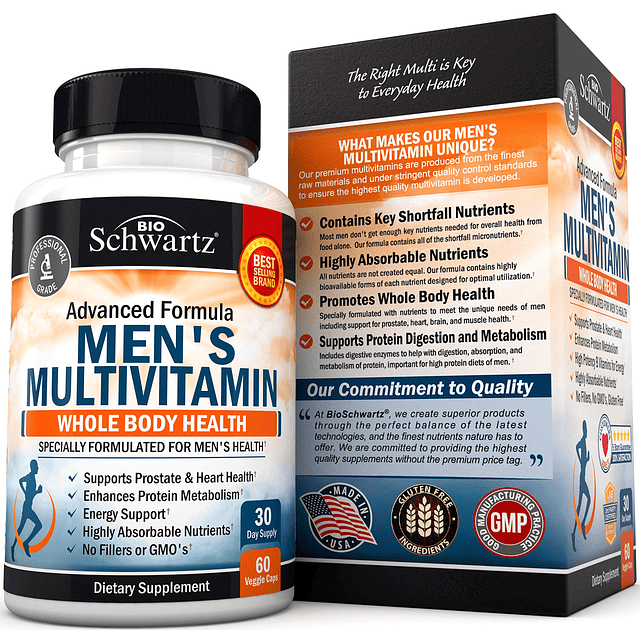 Multivitamínico para hombres con vitamina C A B D3 E Zinc pa