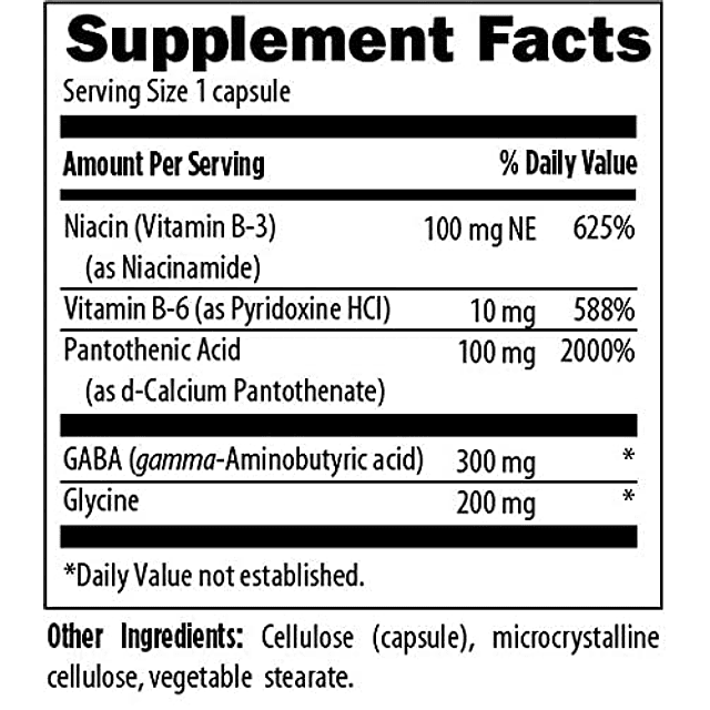 StressArrest 300 mg de GABA con glicina, ácido pantoténico +