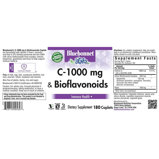 Nutrition C-1000 mg más cápsulas de bioflavonoides, vitamina