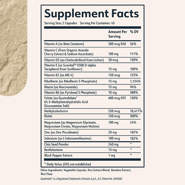 Rise Multivitamínico para mujeres y hombres Vitamina A, C, D