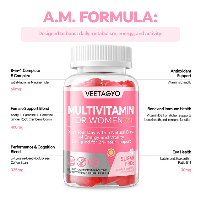 Multivitamínico para mujeres AM y PM Sin melatonina con calc