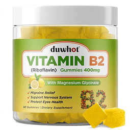 Duwhot Gomitas de vitamina B2 con magnesio, riboflavina 400