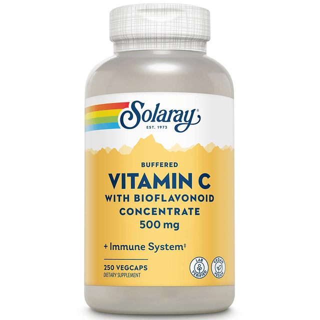 Vitamina C tamponada Solaray 500 mg con bioflavonoides, esca