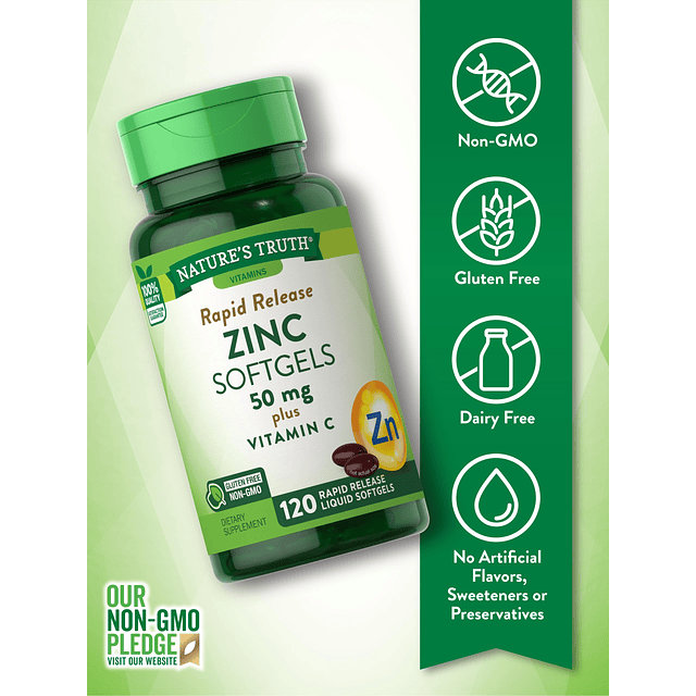 Zinc con vitamina C | 50 mg | 120 cápsulas blandas | Supleme