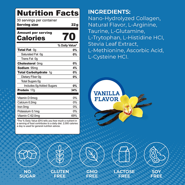 Proteína de colágeno en polvo, 17 g de proteína de colágeno