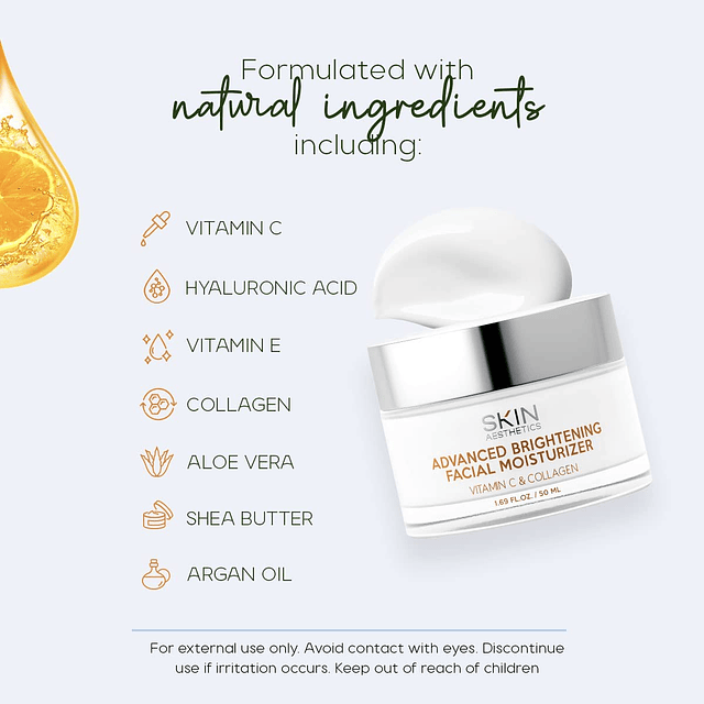 Hidratante facial diario con vitamina C y colágeno Probado p