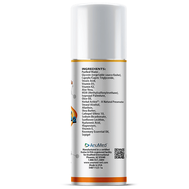 Crema AnuMed Vitamina D3 K2 5000 UI con magnesio, ácido hial