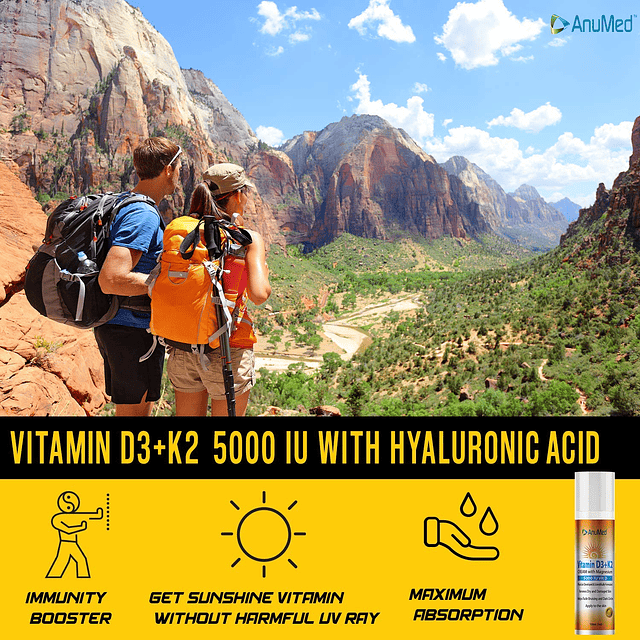 Crema AnuMed Vitamina D3 K2 5000 UI con magnesio, ácido hial