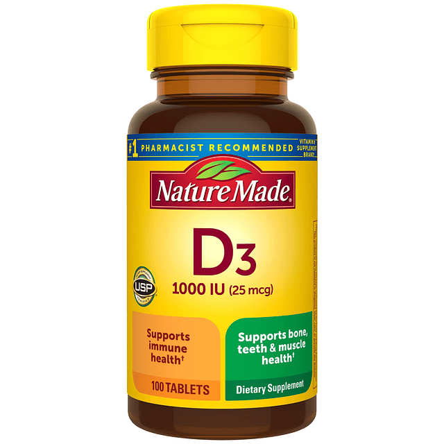 Vitamina D3 1000 UI (25 mcg), suplemento dietético para apoy