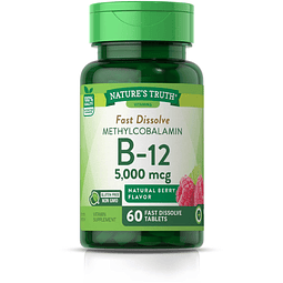 B12 Vitamina 5000 mcg | 60 tabletas | Sabor a bayas naturale