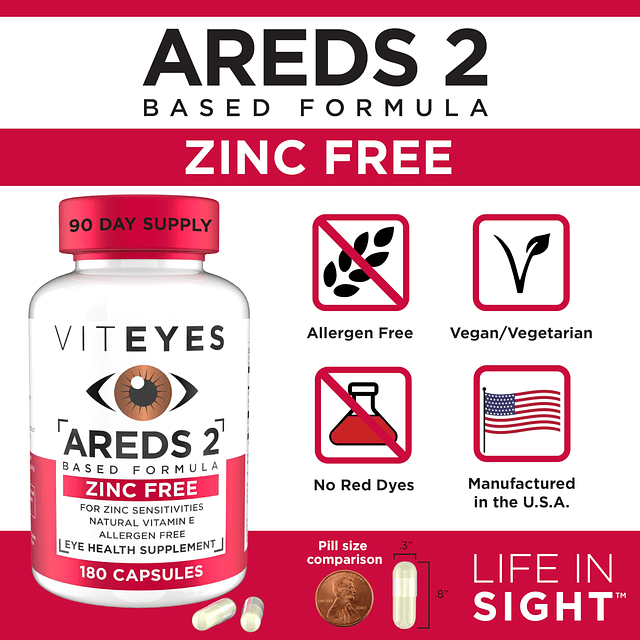 AREDS 2 Soporte macular sin zinc, cápsulas naturales sin alé