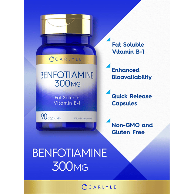 Benfotiamina 300 mg | 90 Cápsulas | Vitamina B-1 soluble en