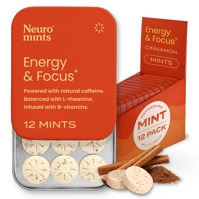 Energy Caffeine Mints (144 piezas) Sin azúcar con L-teanina