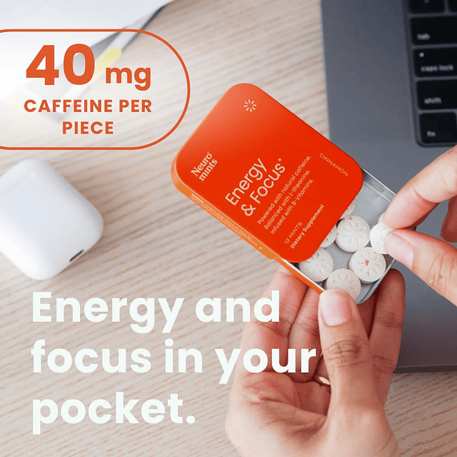 Energy Caffeine Mints (144 piezas) Sin azúcar con L-teanina