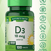 Vitamina D3 400 UI | 100 tabletas | Suplemento vegetariano,