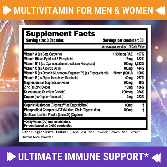 Multivitamina de apoyo inmunológico para hombres y mujeres c