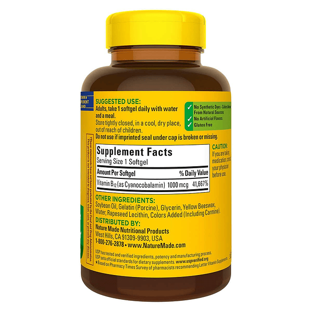 Paquete genérico de vitamina B12 de 1000 mcg, 400 cápsulas b