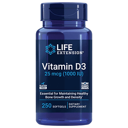 Vitamina D3 25 mcg (1000 UI) Apoya la salud ósea e inmune Si