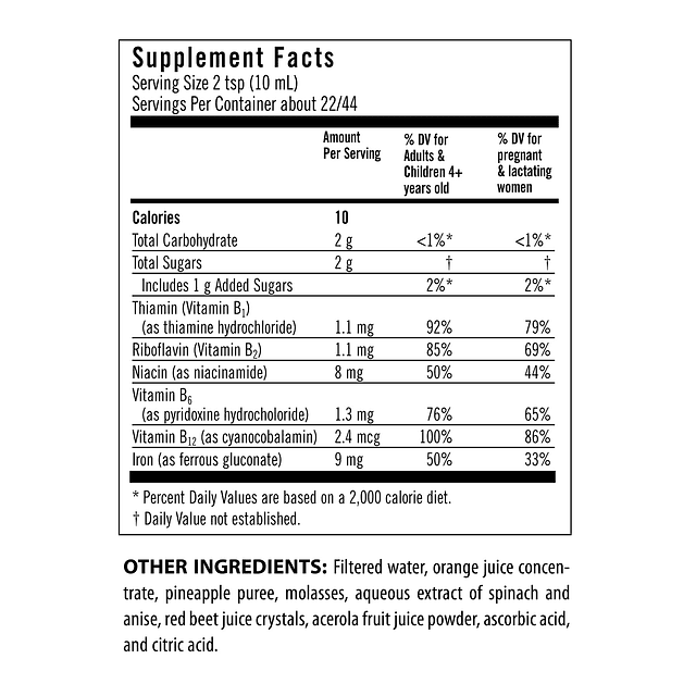 Iron con complejo de vitamina B Ayuda a mantener niveles sal