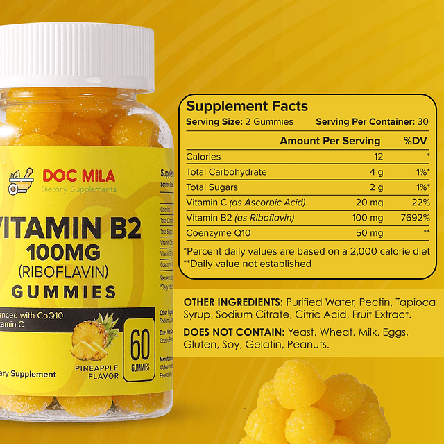 Gomitas de vitamina B2 para adultos y niños Riboflavina más