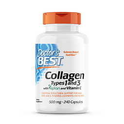 Doctor's Best Colágeno tipos 1 y 3 con vitamina C, sin OGM,