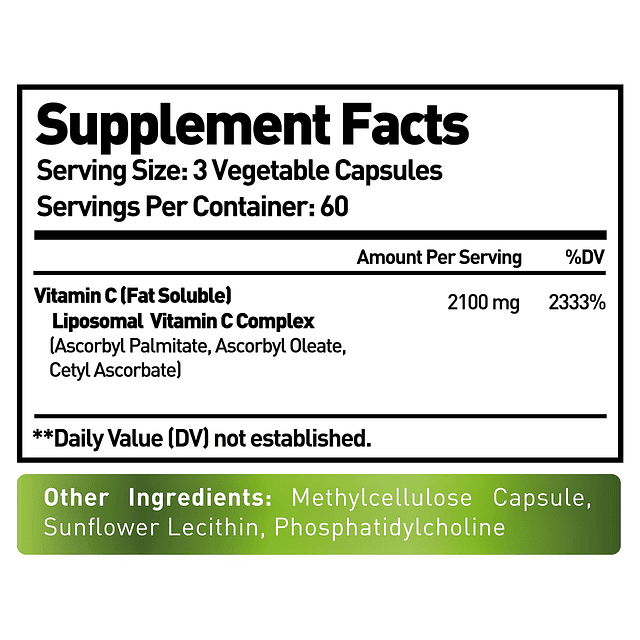 Vitamina C liposomal 2100 mg 180 cápsulas Ácido ascórbico de