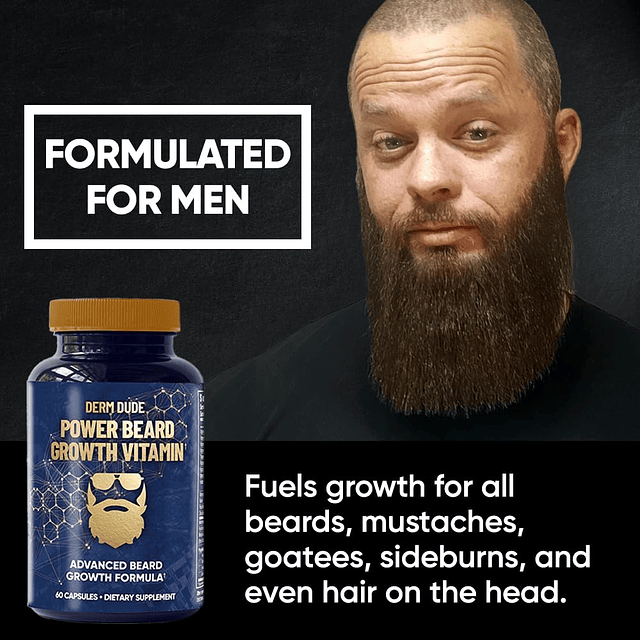 Power Beard Vitamins Crecimiento de la barba para hombres Bi