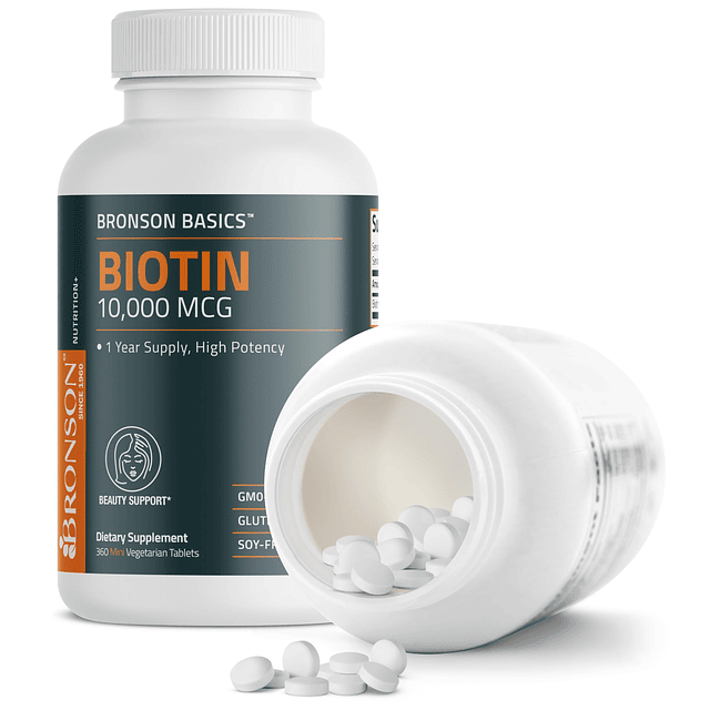 Biotin 10,000 MCG apoya la salud del cabello, la piel y las