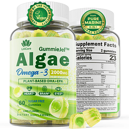 Gomitas veganas de suplemento de Omega 3 1100 mg, algas Omeg