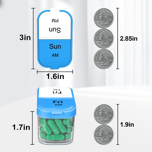 Pastillero semanal extra grande 2 veces al día, pastillero d