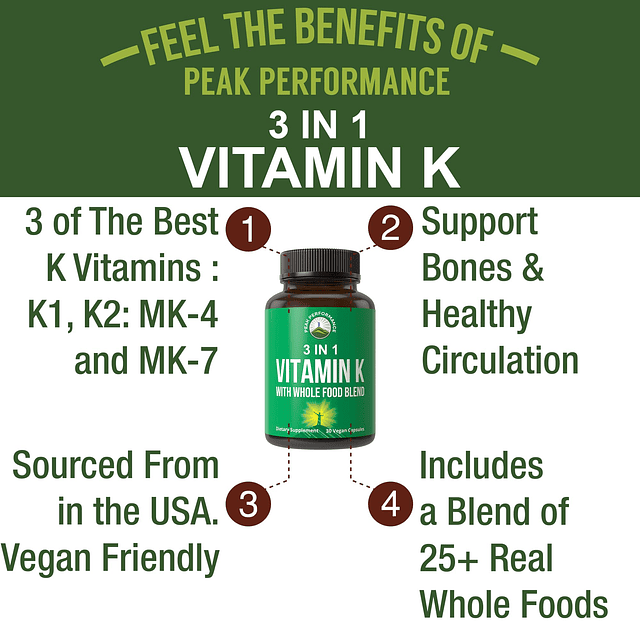 Vitamina K con una mezcla de alimentos integrales de más de