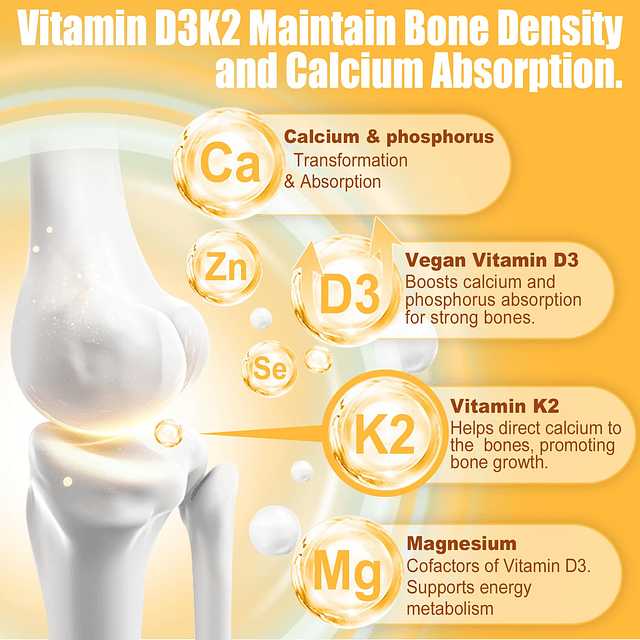 Gomitas veganas de vitamina D3 K2 para más de 30 adultos, 50