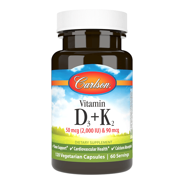 Vitamina D3 + K2, 50 mcg (2000 UI) Vitamina D3 y 90 mcg Vita