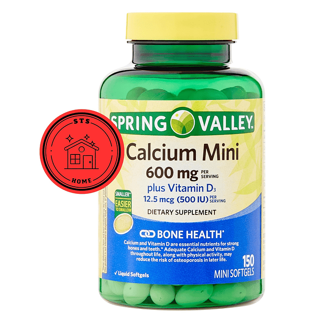 Spring Valley Calcio Plus Vitamina D3 150 Mini Cápsulas Blan