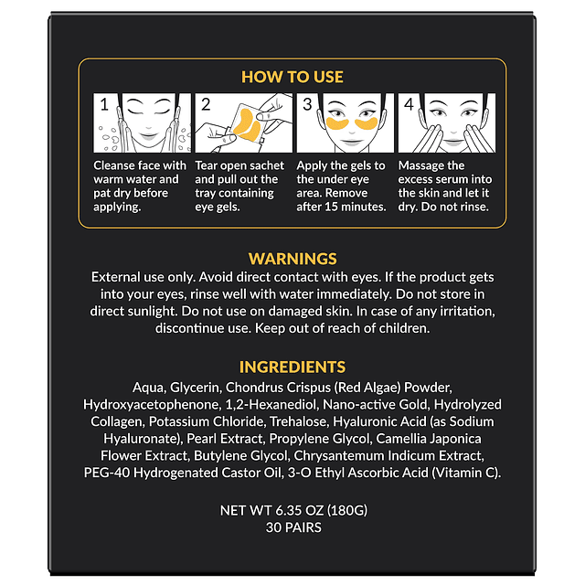 Parches debajo de los ojos para ojeras y ojos hinchados (30